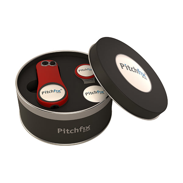 Round Golf Gift Tin with Hybrid2.0 repair tool and Hatclip