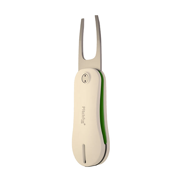 White with green Pitchfix Hybrid2.0 Divot Tool